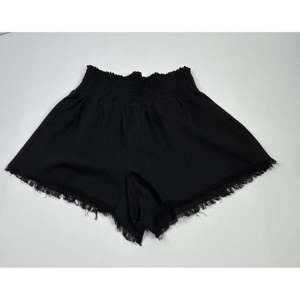 Better / Together Linen Blend Shorts Womens XL Smocked Frayed Hem Black Beach